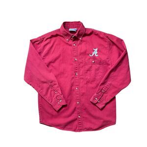 VNTG Alabama Crimson Tide 100% Cotton Button Up EUC Size M Embroidered